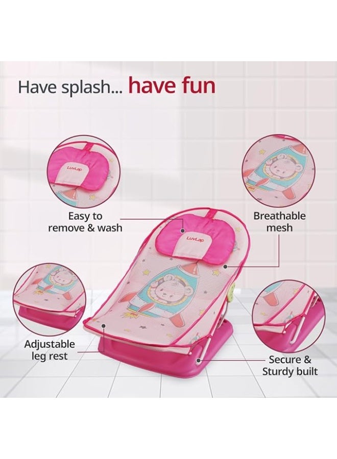 LuvLap Jungle Tales Baby Bather for Baby 3-12 Months, Baby Bath Chair, 3 Position Adjustable, Washable Soft Mesh, for Babies Upto 9 Kg, Large Seat (Multicolor) - Image 2